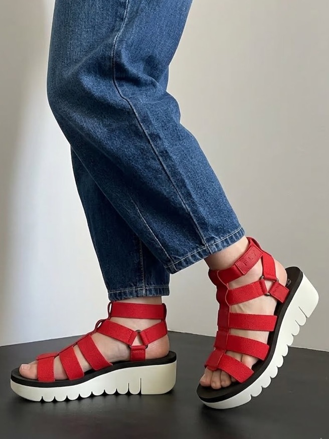 Fly London Yufi Platform Wedge Heel Gladiator Sandals Red Sporty Size 41 10